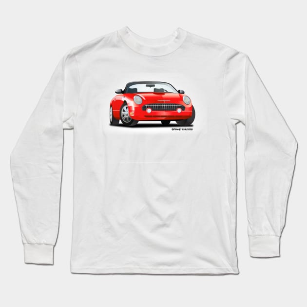 2002-2005 Retro Ford Thunderbird Red Long Sleeve T-Shirt by PauHanaDesign